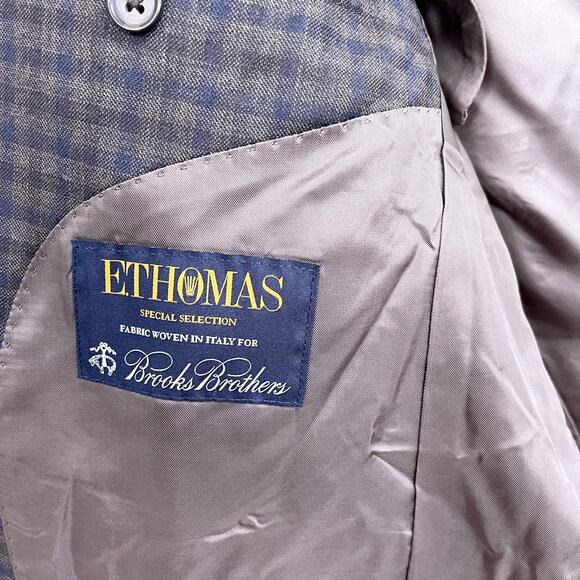 Brooks Brothers E Thomas Regent Sport Coat Brown Plaid Wool Cashmere Mens 42R - Picture 9 of 11